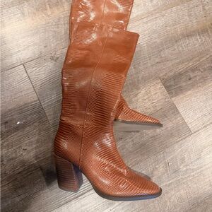 Charles David Tan Textured Heeled Boots